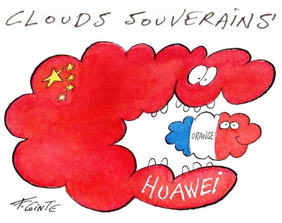 Dessin: Orange et Huawei se serrent les clouds